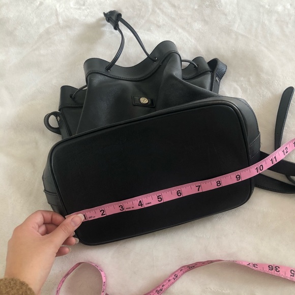 GOLD PFEIL/ black leather drawstring bucket bag - Picture 9 of 11